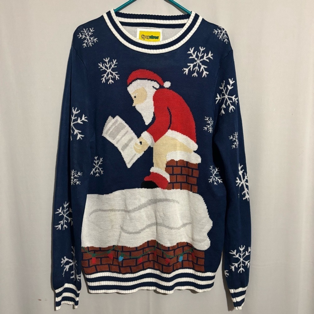 Tipsy Elves Navy Santa Chimney Sweater